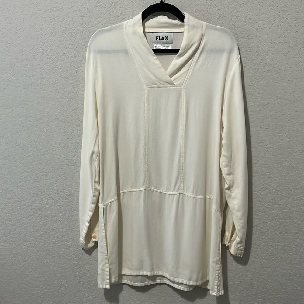 FLAX Ivory Lagenlook Oversized Tunic Top, Size S